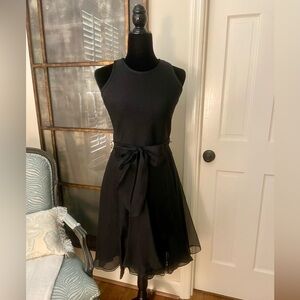 CARMEN MARC VALVO KNIT AND SILK CHIFFON DRESS